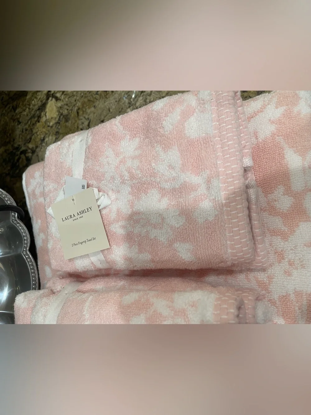 Laura Ashley RYE FLOWERS Reversible Towels Bundle - bath, hand & finger  -NEW!
